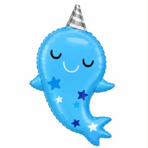 Sleepy Blue Baby Dolphin With Stars Balloon