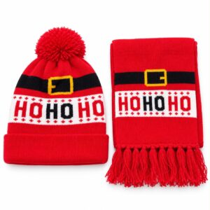 Christmas Santa Suit Knit Beanie and Scarf Set
