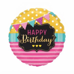 Banner Design Happy Birthday Round Foil Balloon